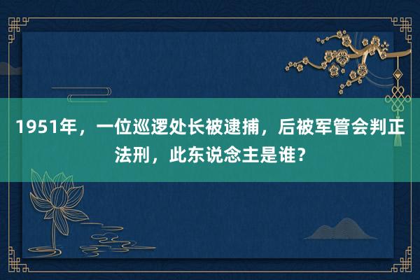 1951年，一位巡逻处长被逮捕，后被军管会判正法刑，此东说念主是谁？