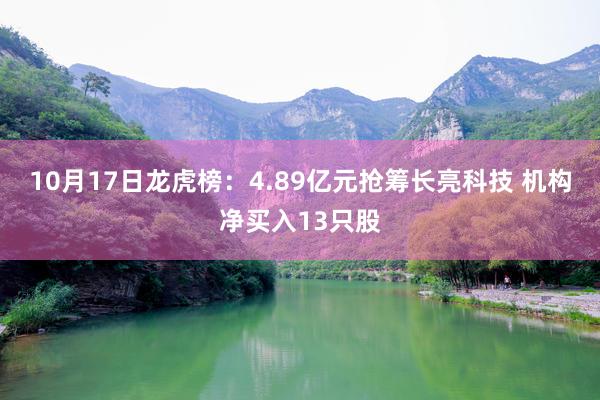 10月17日龙虎榜：4.89亿元抢筹长亮科技 机构净买入13只股
