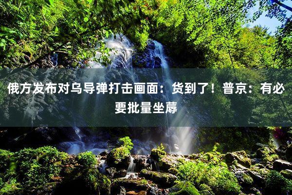 俄方发布对乌导弹打击画面：货到了！普京：有必要批量坐蓐
